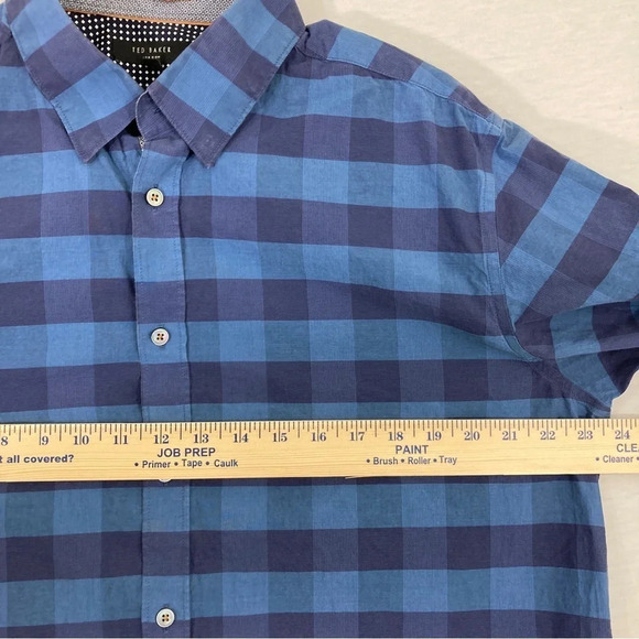 Ted Baker Blue Plaid Long Sleeve Button Down size Large - Picture 7 of 10